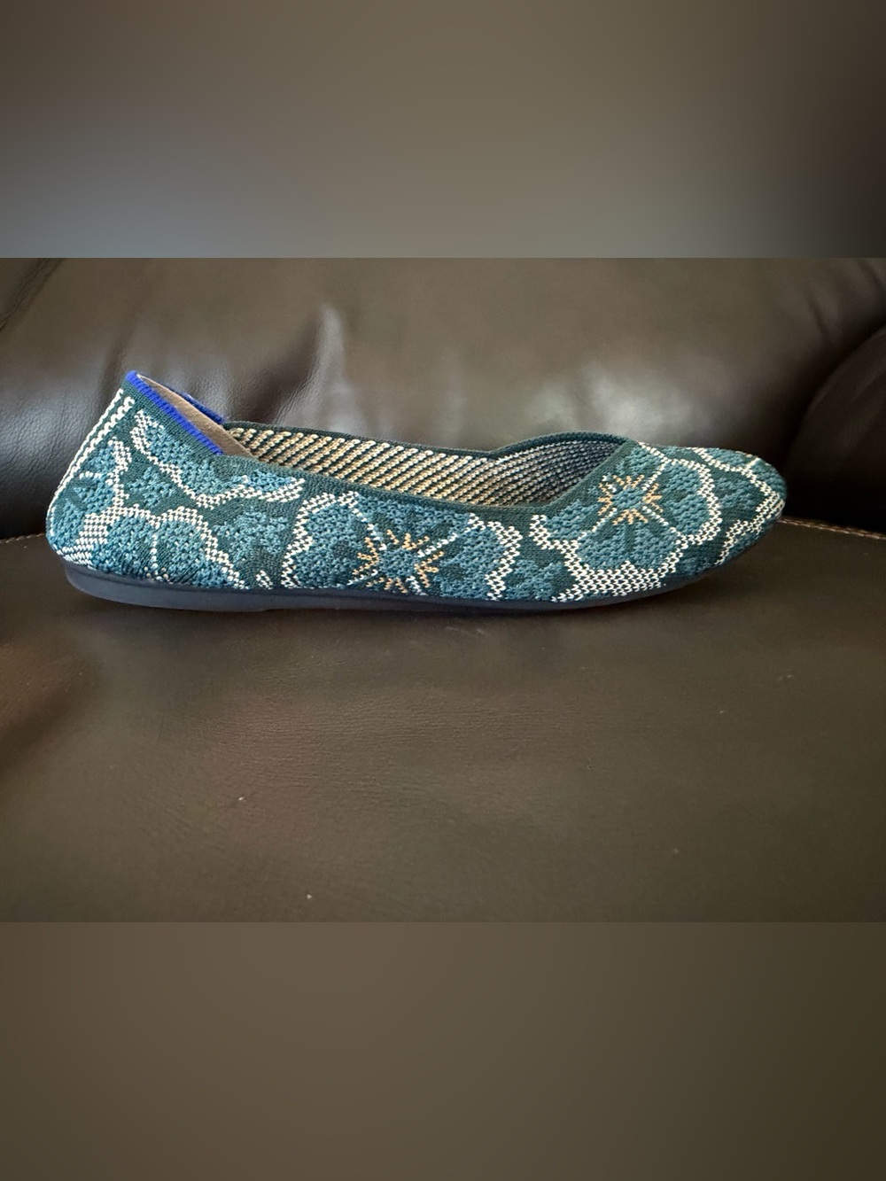 Rothy’s Sea Moss Teal Floral Flats Sz 8